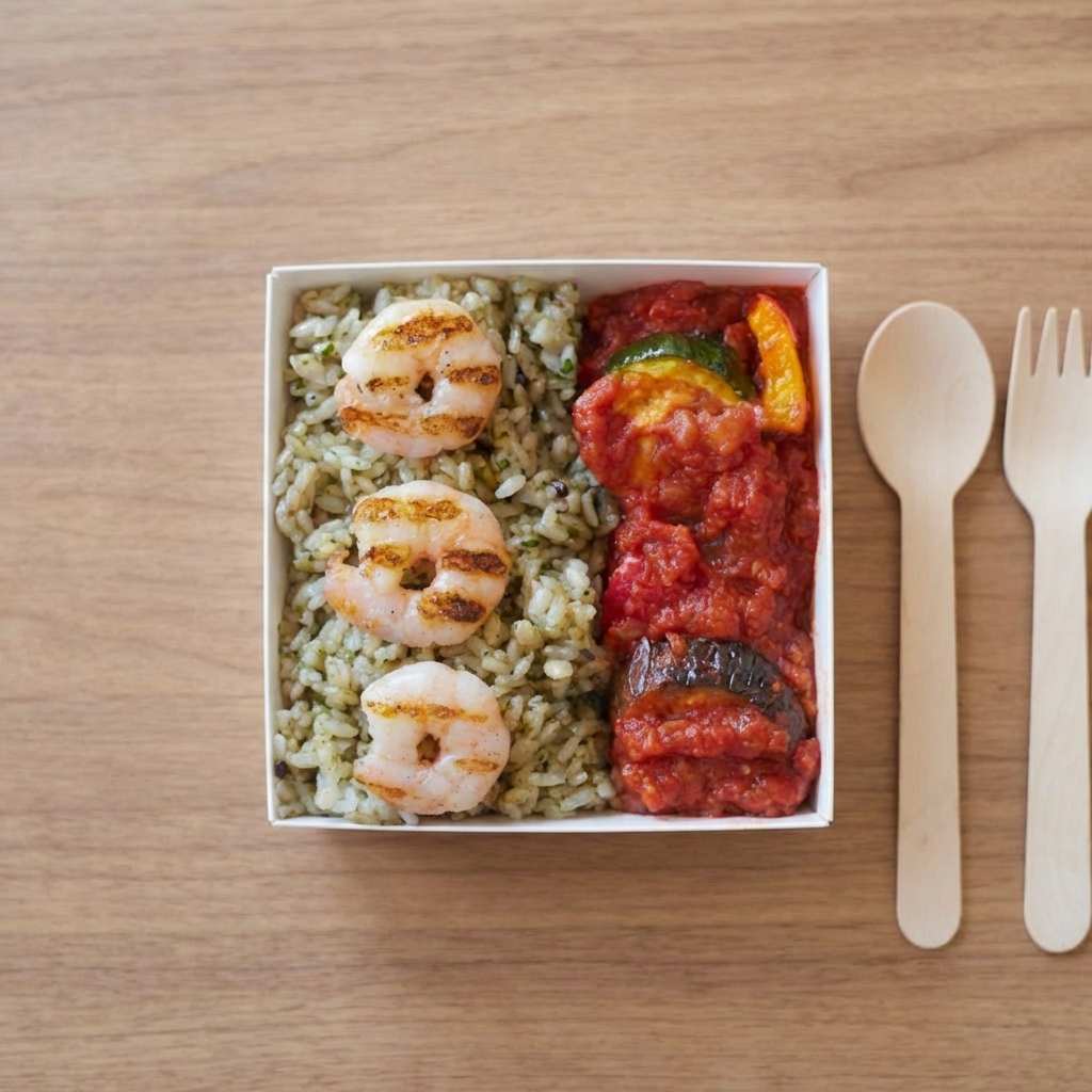 海老とバジルライスのラタトゥイユ